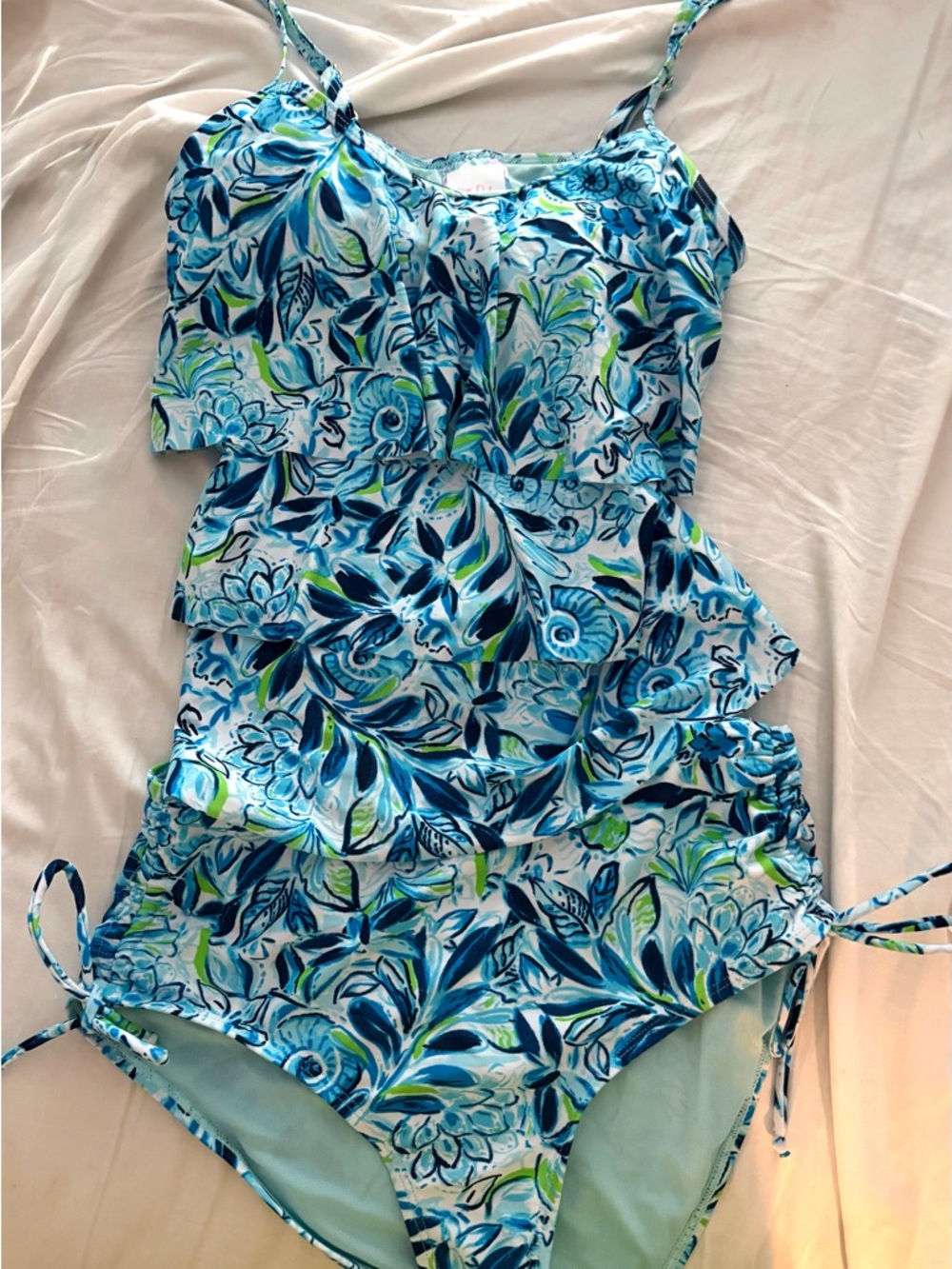 Girls Blue Floral Tankini Set - Women’s swim